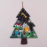 Applique wall hanging, 'Andean Christmas Pine' - Handcrafted Andean Christmas Pine Tree Applique Wall Hanging