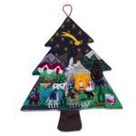 Applique wall hanging, 'Andean Christmas Pine' - Handcrafted Andean Christmas Pine Tree Applique Wall Hanging