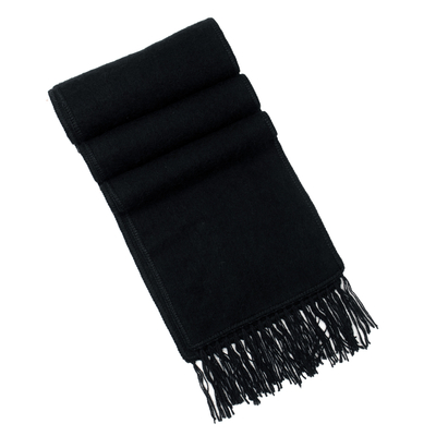 Alpaca blend scarf, 'Ebony Gift of Warmth' - Woven Alpaca Blend Scarf for Men in Solid Black