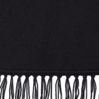 Alpaca blend scarf, 'Ebony Gift of Warmth' - Woven Alpaca Blend Scarf for Men in Solid Black