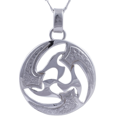 Sterling silver pendant necklace, 'Universe in Motion' - Modern Abstract Andean Silver Pendant Necklace