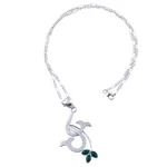 Chrysocolla pendant necklace, 'Emerging Petals' - Natural Chrysocolla Andean Sterling Silver Necklace