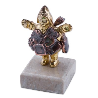 Bronze paperweight, 'Andean Ekeko' - Artisan Crafted Andean Theme Bronze Ekeko Paperweight