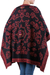 Reversible 100% alpaca ruana, 'Floral Romance' - 100% Alpaca Wool Ruana Light Red Black Floral Motif Peru (image 2e) thumbail