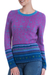 100% alpaca pullover, 'Andean Flowers' - 100% Alpaca Pullover in Fuchsia Floral from Peru (image 2b) thumbail