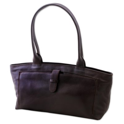 Espresso Brown Baguette Bag Crafted of Quality Leather