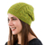 Sombrero de mezcla de alpaca - Gorro de mezcla de alpaca trenzado tejido a mano en verde oliva cálido