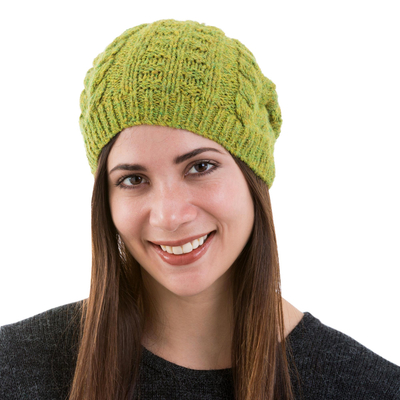 Curated gift set, 'Trendy Citrine' - Curated Gift Set with Knit Hat Serpentine Sphere & Earrings
