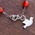 Agate beaded bracelet, 'Dove in Flight' - Red Agate and Silver Beaded Bracelet Dove from Peru (image 2b) thumbail