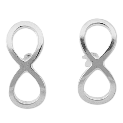 Infinity Symbol Sterling Silver Button Earrings from Peru