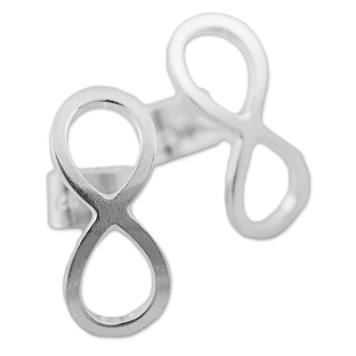 Sterling silver button earrings, 'Infinite Elegance' - Infinity Symbol Sterling Silver Button Earrings from Peru