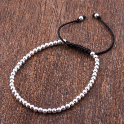 Sterling silver beaded bracelet, 'Shine Bright' - 925 Beaded Sterling Silver Bracelet Peru Artisan Jewelry