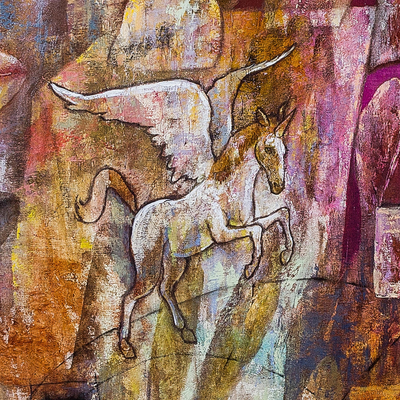 El simbolismo - Colorida Pintura Peruana Abstracta al Óleo