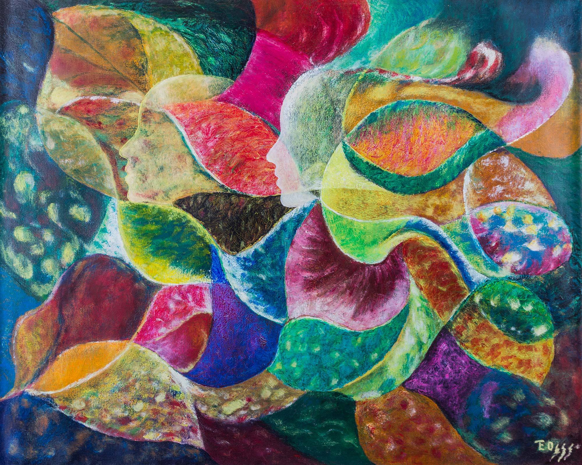 Original Signed Amazon Theme Oil on Canvas Painting Amazons NOVICA