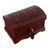 Leather and wood chest, 'Classic Inspiration' - Embossed Leather Leaves on Mohena Wood Treasure Chest Box thumbail