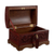 Leather and wood chest, 'Classic Inspiration' - Embossed Leather Leaves on Mohena Wood Treasure Chest Box