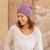100% alpaca hat, 'Antique Lilac Allure' - Knitted Unisex Watch Cap Dusty Lilac 100% Alpaca from Peru (image 2) thumbail