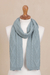 100% alpaca scarf, 'Celadon Braid' - Knitted Unisex Scarf in Celadon 100% Alpaca from Peru (image 2c) thumbail