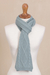 100% alpaca scarf, 'Celadon Braid' - Knitted Unisex Scarf in Celadon 100% Alpaca from Peru (image 2d) thumbail