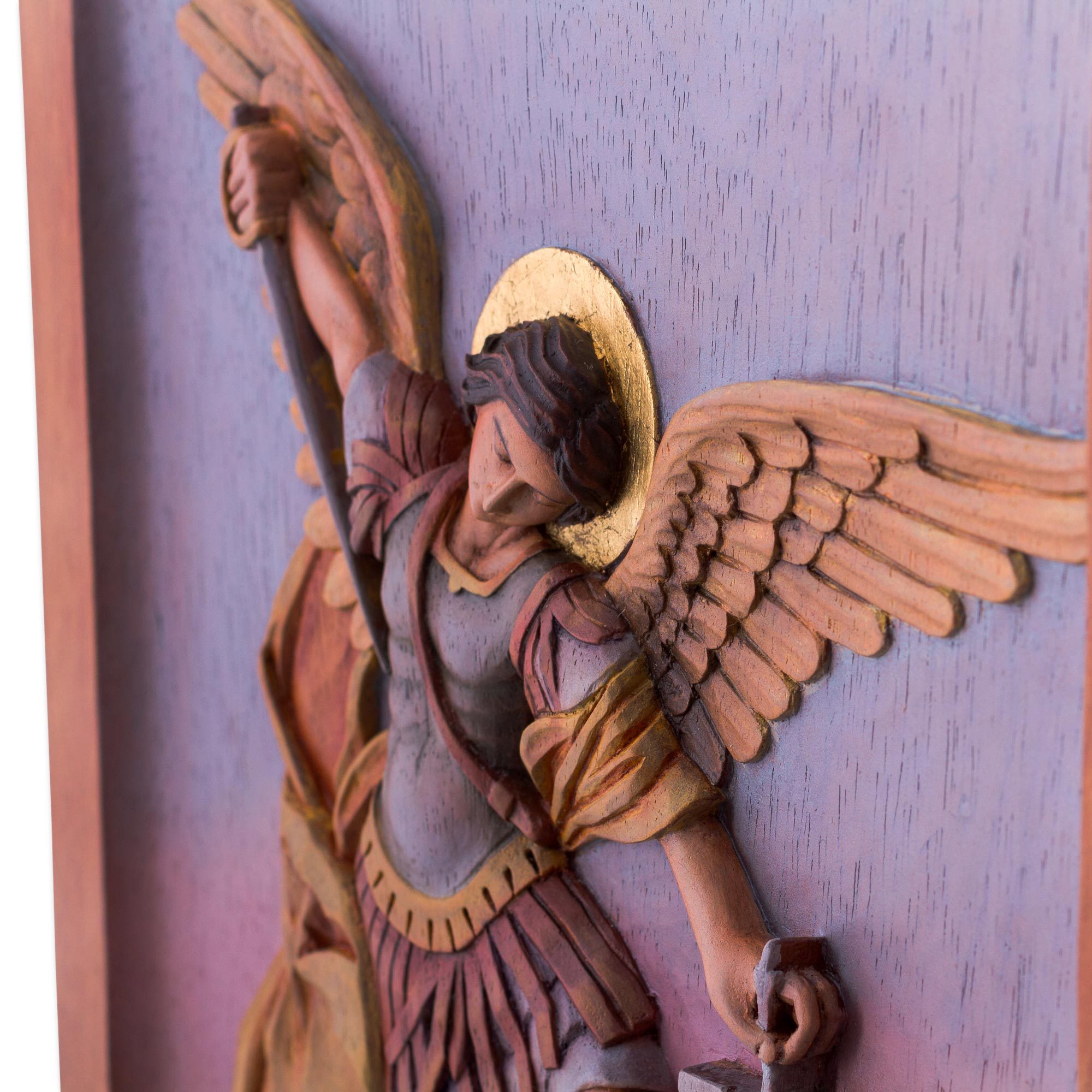 St Michael Archangel Religious Wall Art Cedar Wood Panel Saint