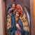 Cedar relief panel, 'Saint Michael Archangel' - St Michael and Dragon Religious Wall Art Cedar Wood Panel
