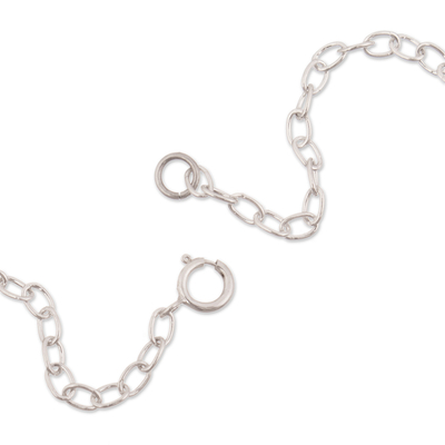 Chrysocolla pendant necklace, 'Hug' - Peruvian Chrysocolla Pendant on 925 Sterling Silver Necklace