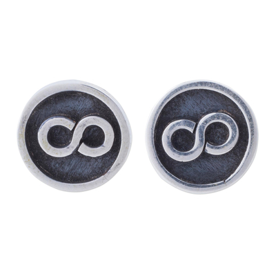 Sterling silver stud earrings, 'Infinite Possibilities' - 925 Sterling Silver Stud Earrings with Infinity Symbol