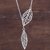Sterling silver pendant necklace, 'Shining Leaves' - Sterling Silver Pendant Necklace Leaves from Peru (image 2) thumbail
