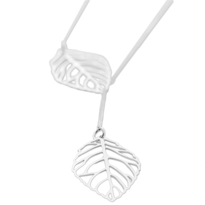 Halskette mit Anhänger aus Sterlingsilber - Sterlingsilber-Anhänger-Halskette Blätter aus Peru