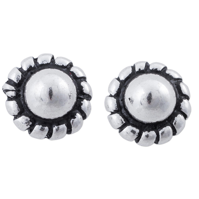 Sterling silver stud earrings, 'Abstract Floral' - Artisan Crafted Sterling Silver Stud Earrings from Peru