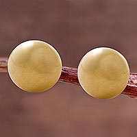 Gold plated stud earrings, 'Circles of Paradise' - Gold Plated Silver Stud Earrings Circular from Peru
