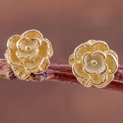 Gardenia Flower Earrings, Floral Earring, Flower Studs