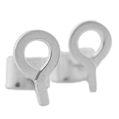 Sterling silver stud earrings, 'Questions' - Sterling Silver Stud Earrings in Shape of Question Mark