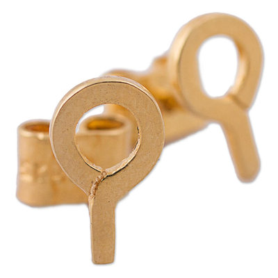 Vergoldete Ohrstecker – Ohrstecker aus vergoldetem Silber in Form eines Fragezeichens