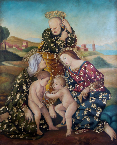 'Holy Family with Elisabeth' (2016) - Christian Oil on Canvas Painting of the Holy Family