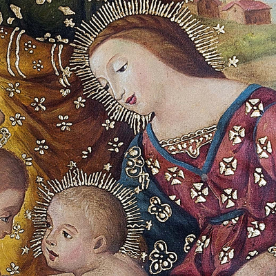 „Heilige Familie mit Elisabeth“ (2016) – Christliches Öl-auf-Leinwand-Gemälde der Heiligen Familie
