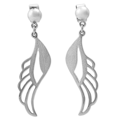 Sterling silver dangle earrings, 'Protection Wings' - Sterling Silver Dangle Earrings Wing Shape from Peru