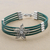 Sterling silver and leather pendant bracelet, 'Green Amaryllis' - Sterling Silver and Green Leather Flower Pendant Bracelet (image 2) thumbail