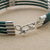 Sterling silver and leather pendant bracelet, 'Green Amaryllis' - Sterling Silver and Green Leather Flower Pendant Bracelet (image 2c) thumbail