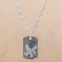 Men's sterling silver pendant necklace, 'Strong Eagle' - Men's Sterling Silver Eagle Pendant Necklace
