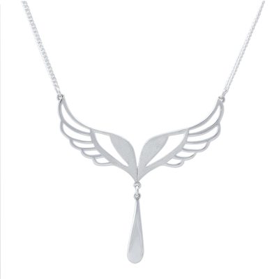 Sterling silver pendant necklace, 'Protection Wings' - Hand Made Sterling Silver Wing Pendant Necklace from Peru