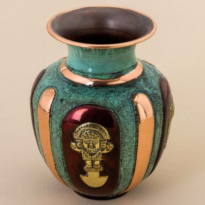 Copper Red And Gold Color Decorative Vase From Peru Pre Inca Charm Copper Red And Gold Color Decorative Vase From Peru Pre Inca Charm