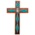 Chrysocolla and copper wall cross, 'Chrysocolla Cross' - Chrysocolla Copper Bronze Wood Cross Wall Decor from Peru thumbail