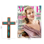 Chrysocolla and copper wall cross, 'Chrysocolla Cross' - Chrysocolla Copper Bronze Wood Cross Wall Decor from Peru