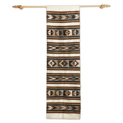 100% alpaca wool wall tapestry, 'Raya' - Hand Woven 100% Alpaca Wall Tapestry