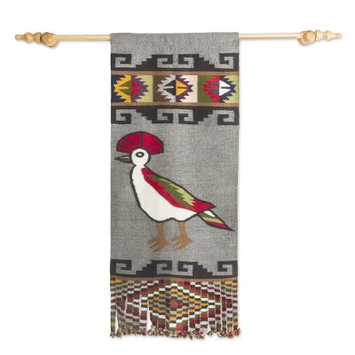 Alpaca blend tapestry, 'Fanciful Flight' - Handwoven Artisan Designed Alpaca Blend Tapestry