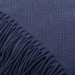 Throw blanket, 'Puno Traditions in Blue' - Alpaca and AcrylicThrow Blanket with Fringe in Denim Blue