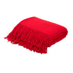 Throw blanket, 'Puno Traditions in Crimson' - Crimson Alpaca and Acrylic Blend Throw Blanket with Fringe