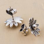 Sterling silver stud earrings, 'Spreading Lotus' - Sterling Silver Floral Stud Earrings from Peru
