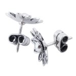 Sterling silver stud earrings, 'Spreading Lotus' - Sterling Silver Floral Stud Earrings from Peru